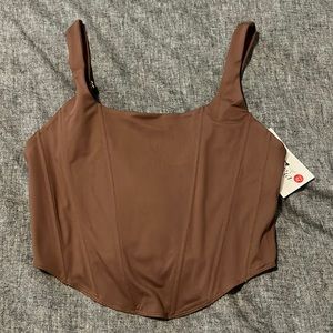 Brown cropped corset top